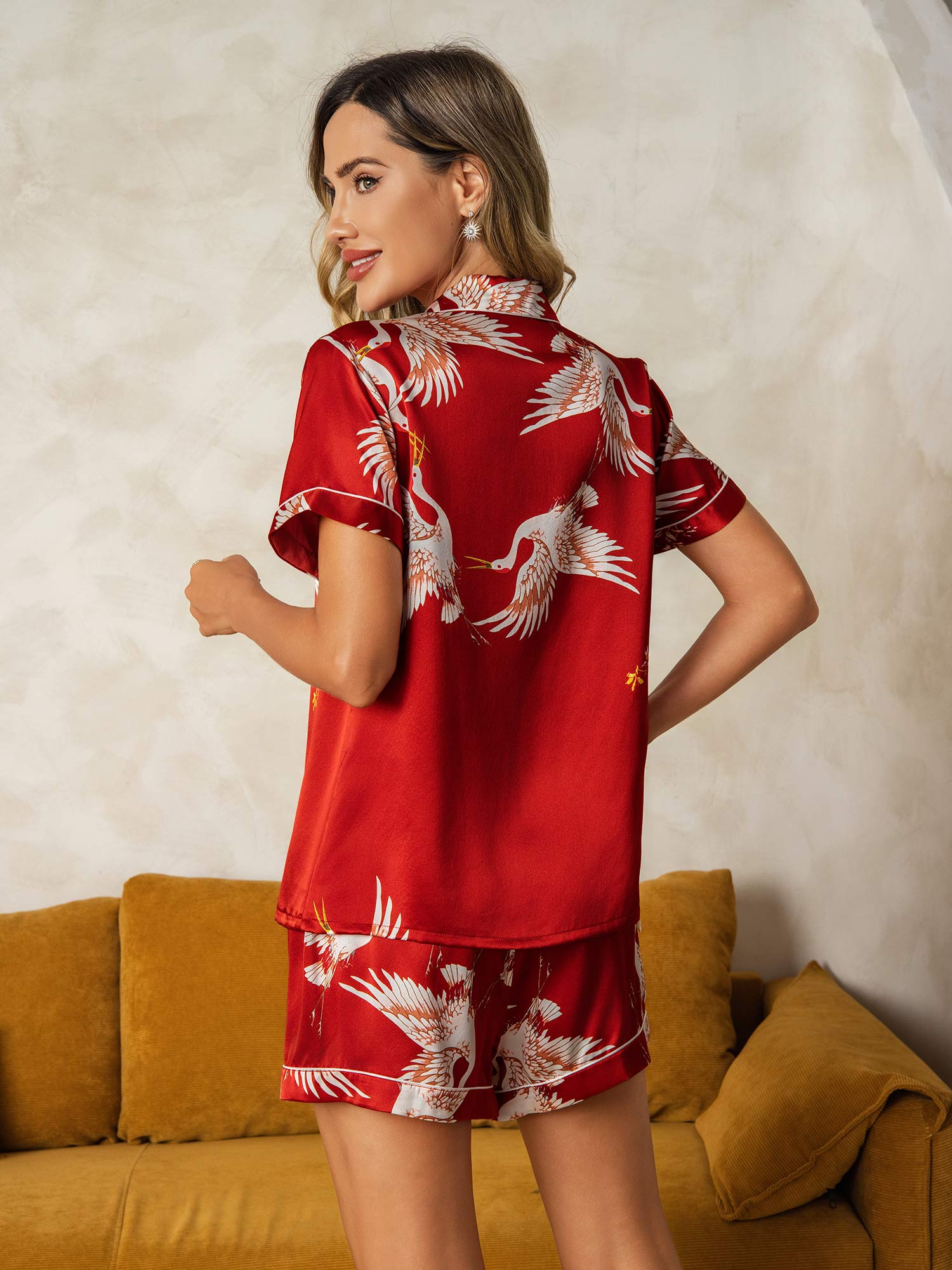 19Momme Pure Silk Animal Print Shorts Pajama Set