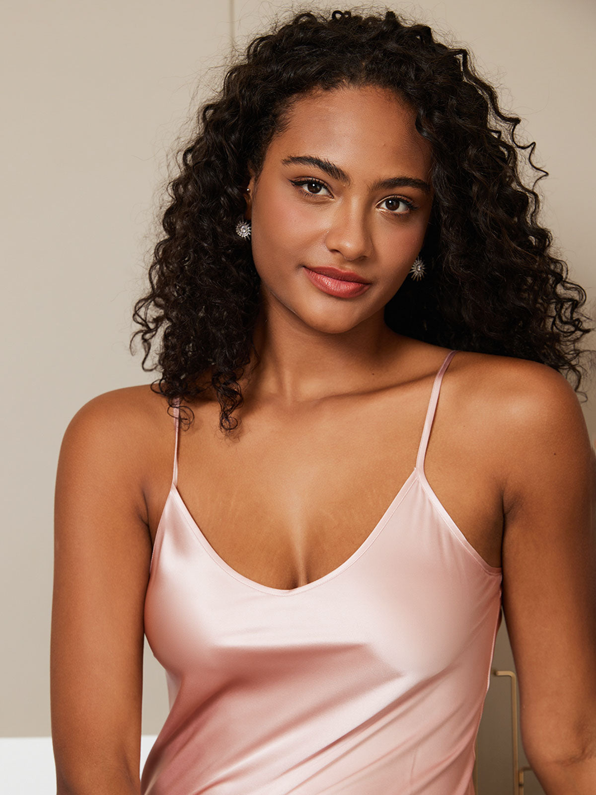 Women's Pure Silk Spaghetti Strap V-neck Midi Nightgown