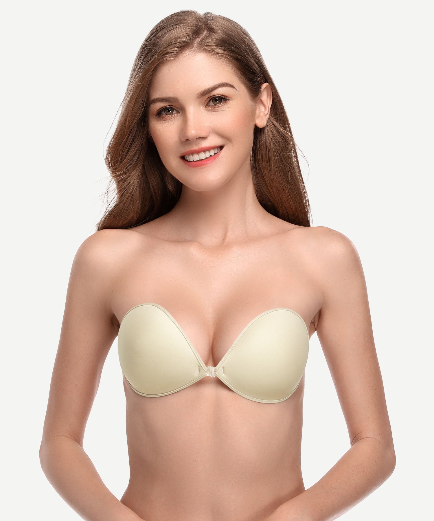 Adhesive Push-up Reusable Self Silicone Bra Beige