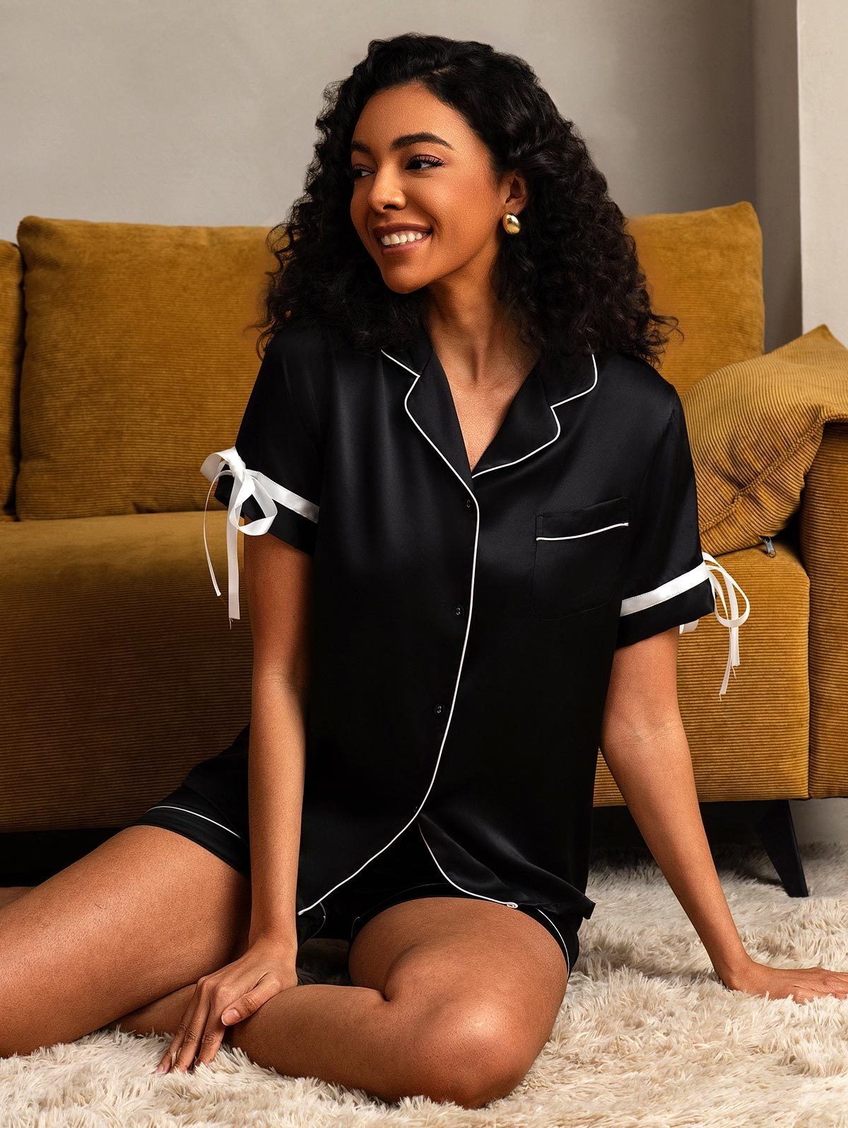 Pure Silk Short-Sleeved Shorts Pajama Set