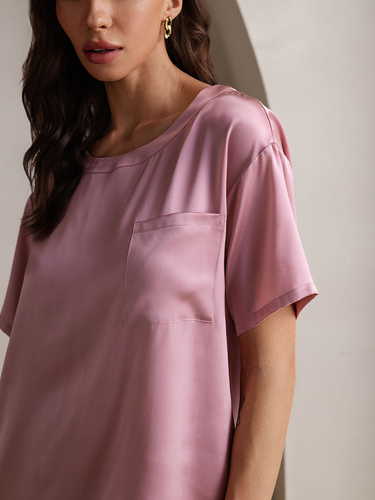 Pure Silk Casual Womens Pajama Set 2Pcs