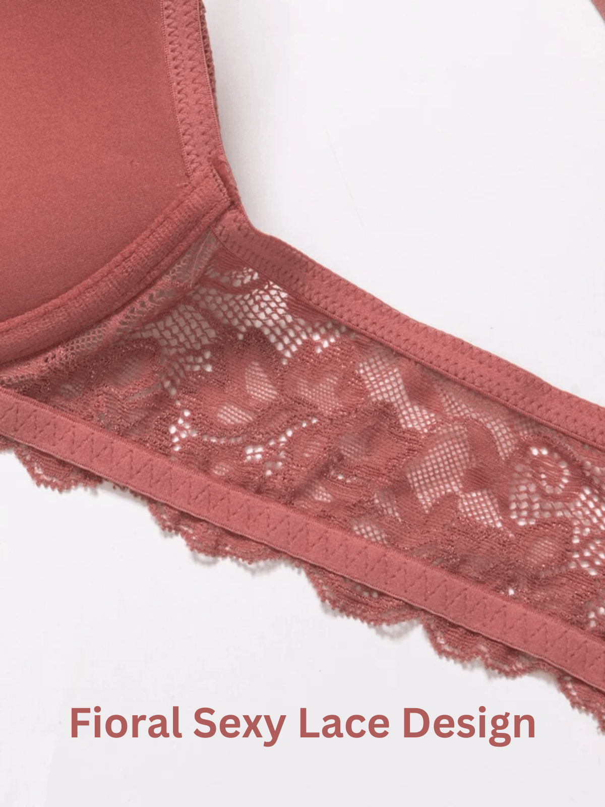 Lace Push Up Bra Lightly Padded Demi Plunge Bra Cinnabar Red