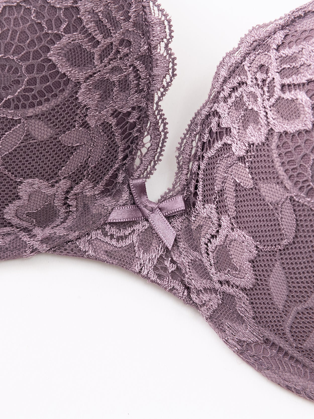 Lace Push Up Bra Lightly Padded Demi Plunge Bra Purple