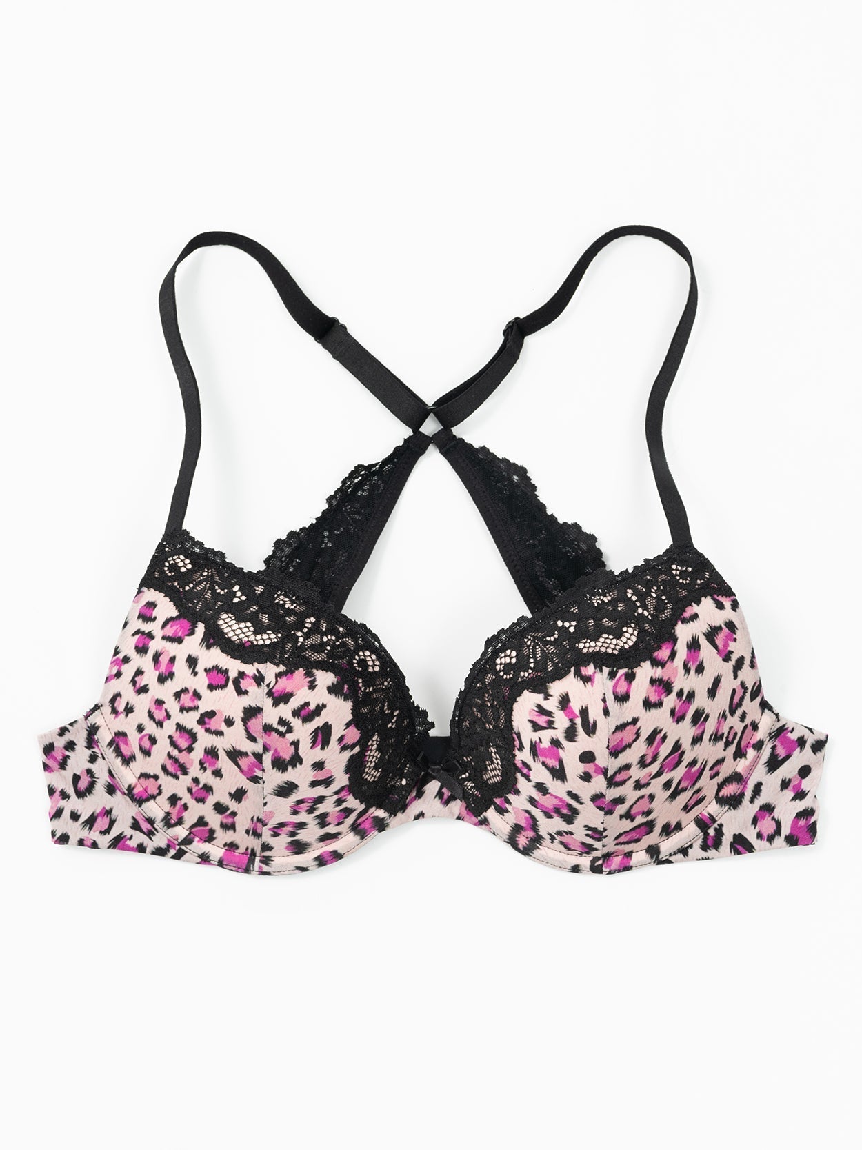 Leopard Push Up Padded Underwire Bra Pink Leopard