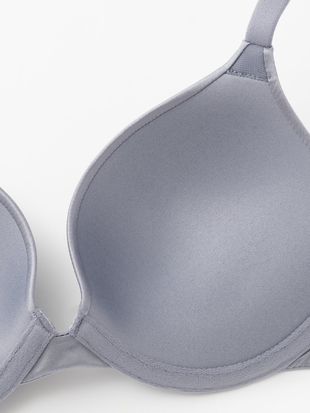 Lightly Padded Plunge Everyday Basic Underwire Bra Grey
