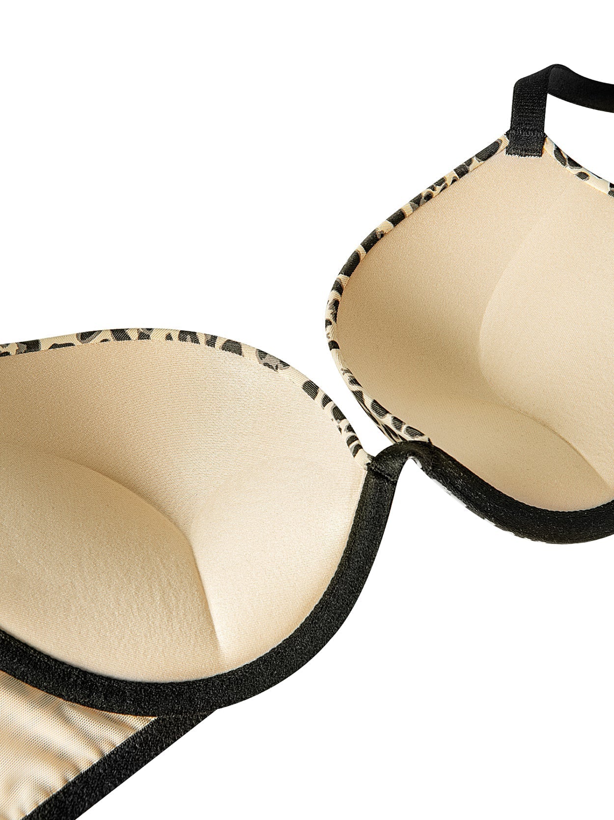 Push Up Deep V Plunge Underwire T-Shirt Bra Leopard Print