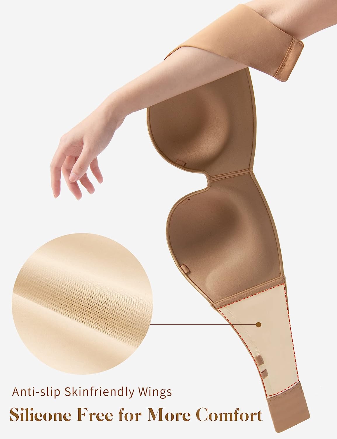 Strapless Wirefree Multiway Push Up Bra Brown