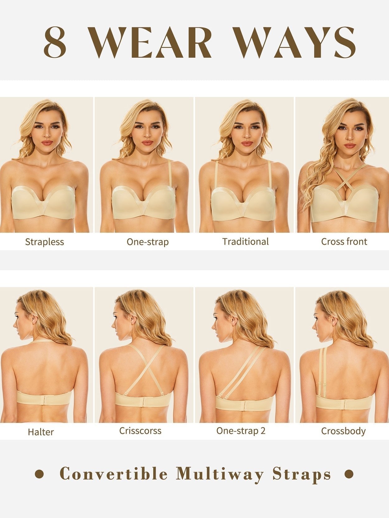 Strapless Wirefree Multiway Push Up Bra Nude