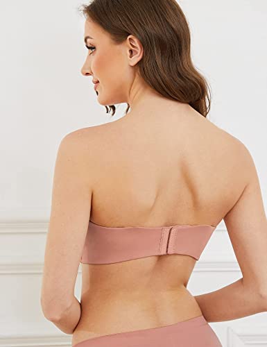 Strapless Wirefree Multiway Push Up Bra Rose Pink Brown