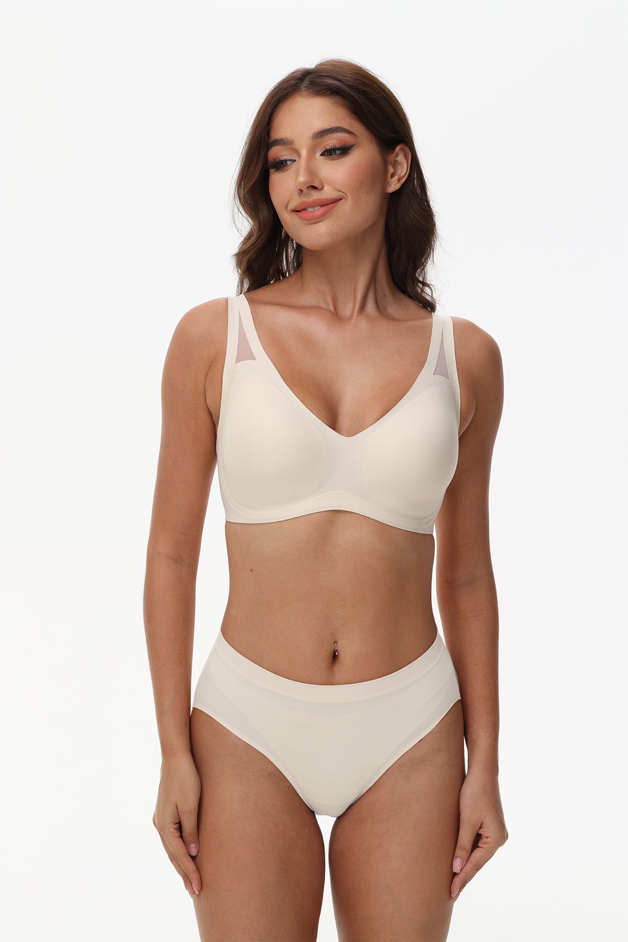 Push-Up Bra with V Neck and Pad Insert | Wireless Support T Shirt Bra for Everyday Comfort