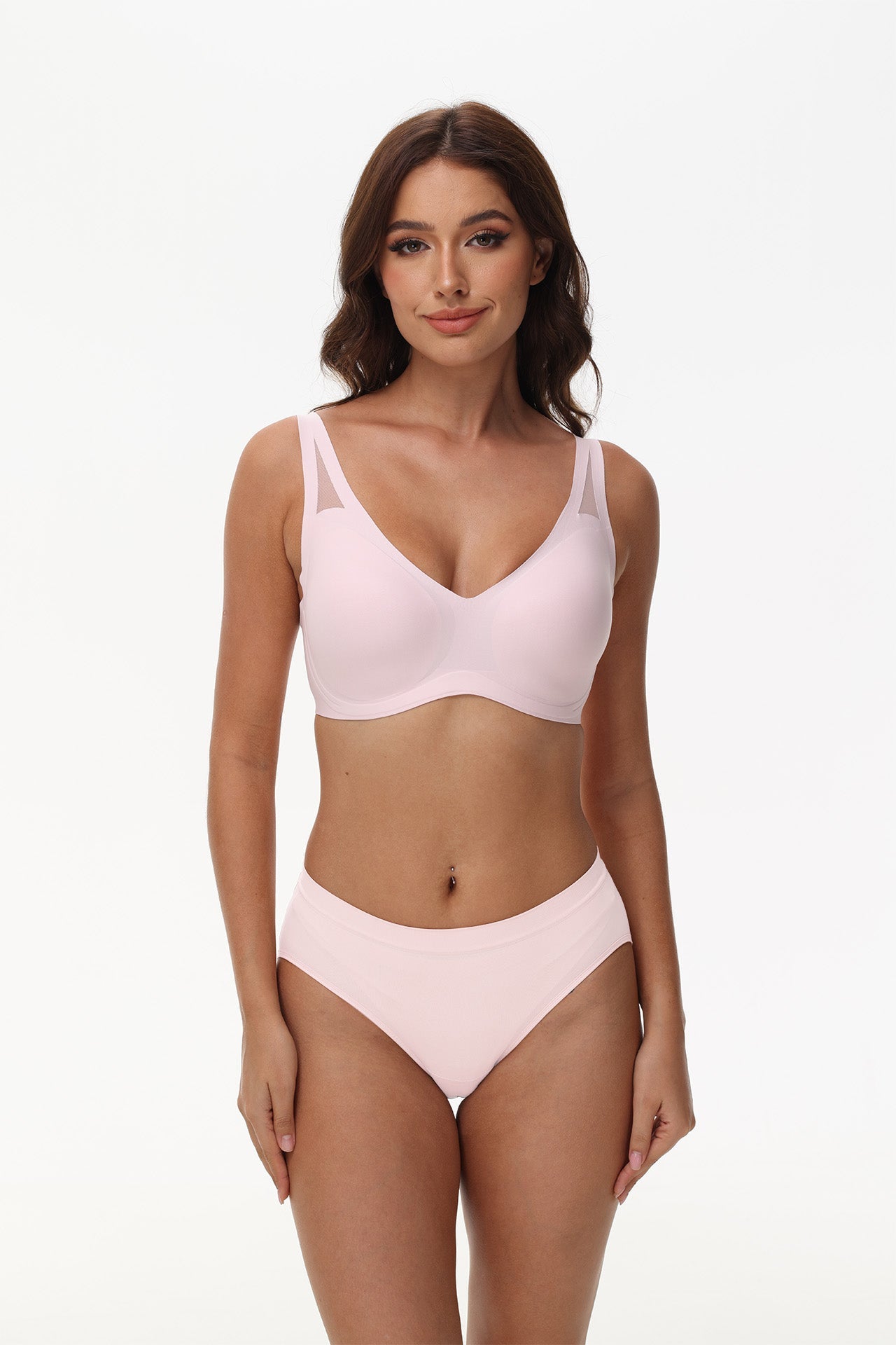 Push-Up Bra with V Neck and Pad Insert | Wireless Support T Shirt Bra for Everyday Comfort
