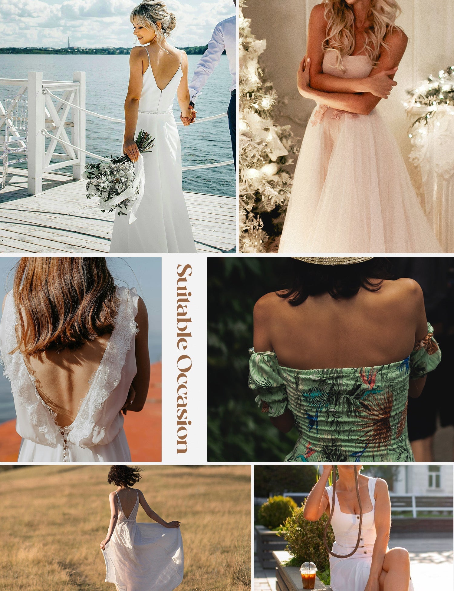 Wingslove Women's Deep V Pluless Bra Multiway Push Unge Strapp Low-Cut Bras Wireless Red Carpet Clear Back Milk Coffee