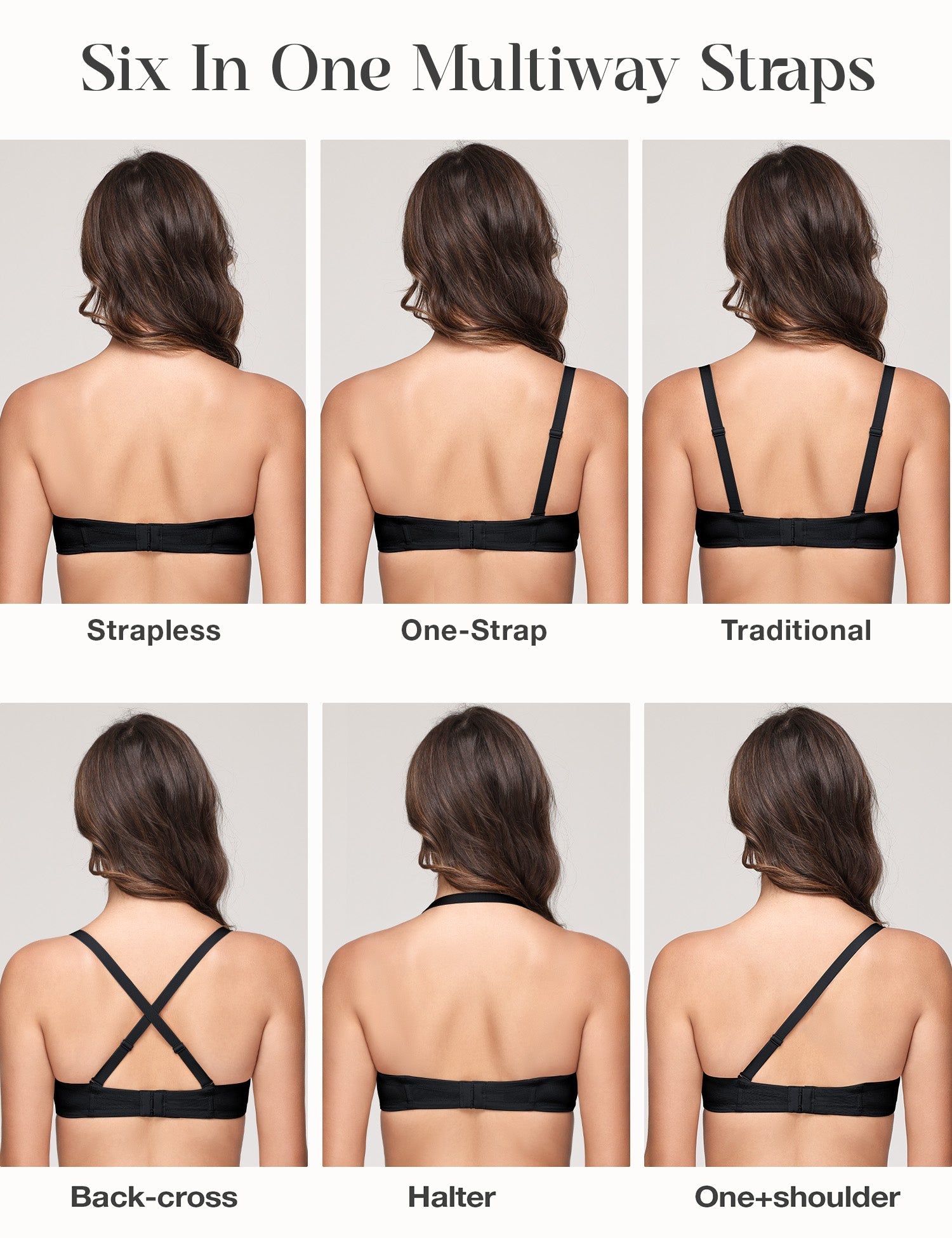 Wingslove Women's Strapless Full Figure Bra Underwire Multiway Contour Plus Size Bra Black