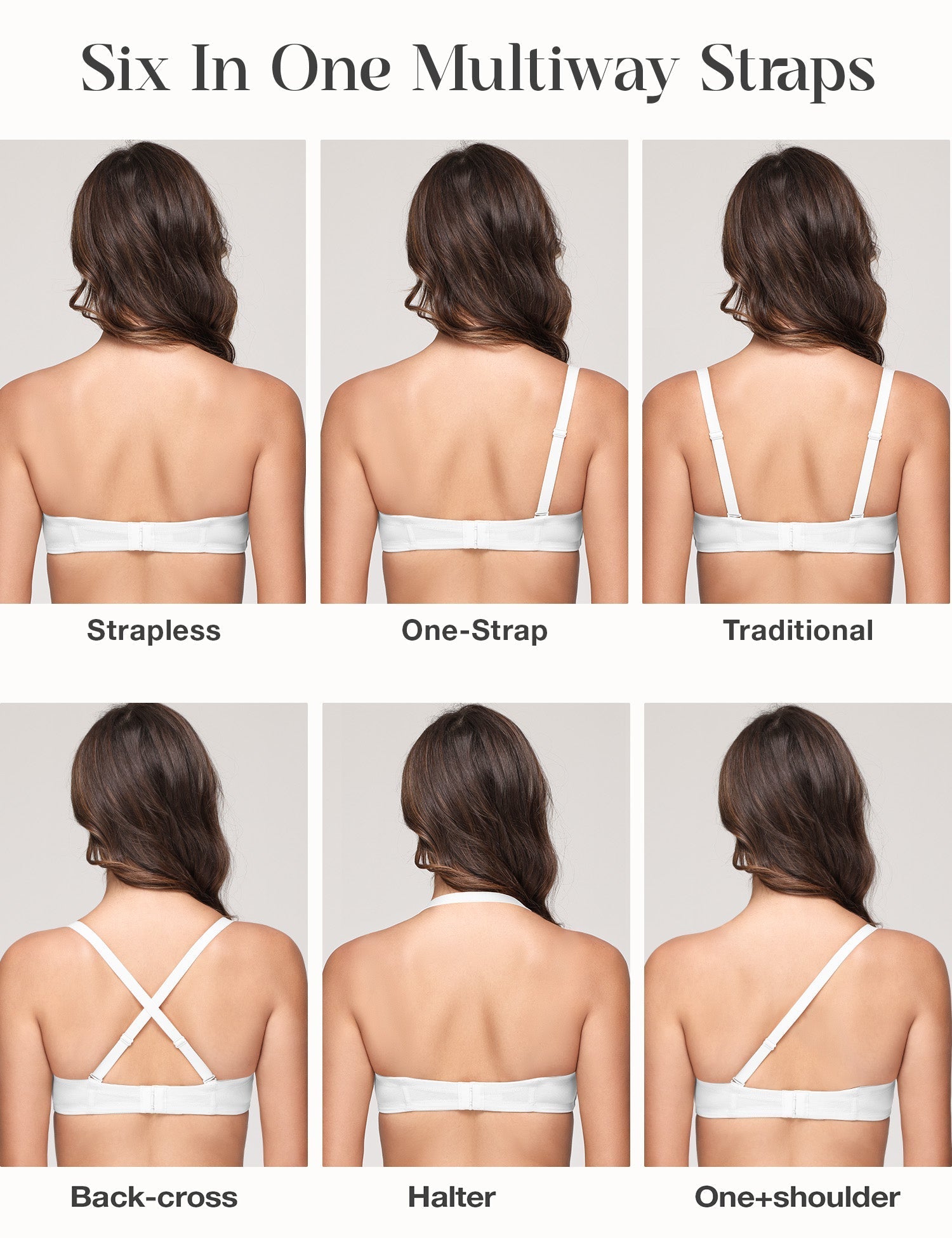 Wingslove Women's Strapless Full Figure Bra Underwire Multiway Contour Plus Size Bra White