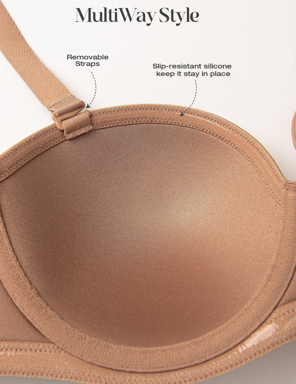 Wingslove Women's Strapless Full Figure Bra Underwire Multiway Contour Plus Size Bra Nude