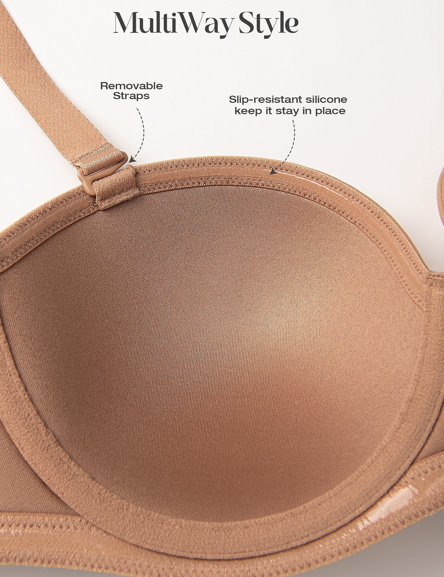 Wingslove Women's Strapless Full Figure Bra Underwire Multiway Contour Plus Size Bra Nude