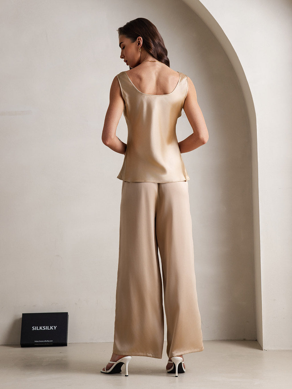 Pure Silk Cami & Wide Leg Pants Pajama Set