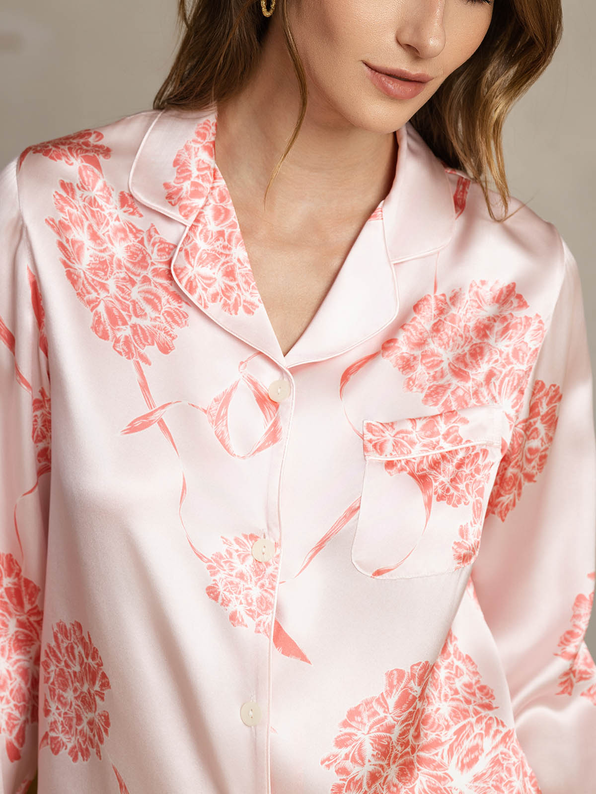 Women's Natural Silk Long Sleeve Pajama Set