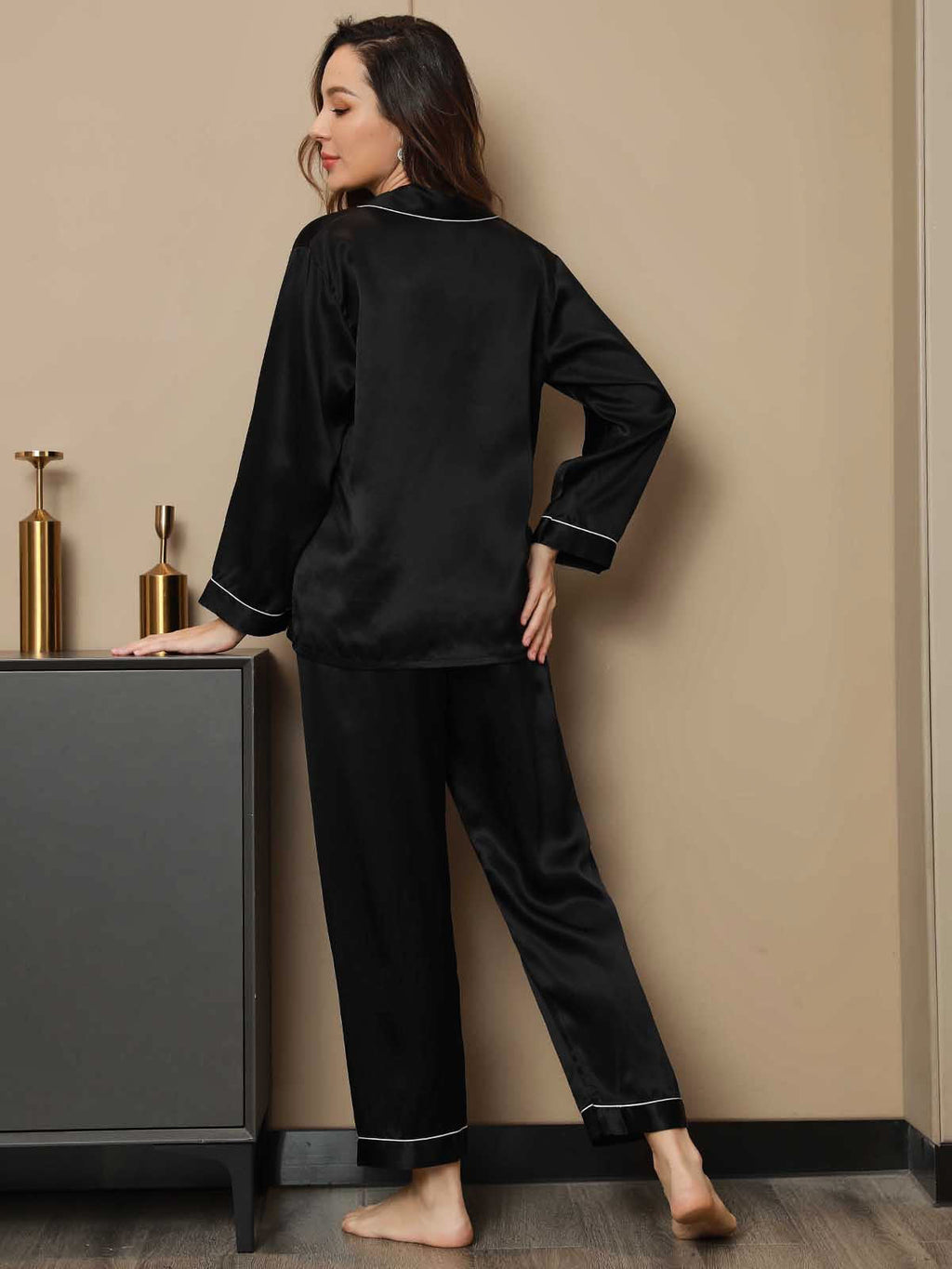 Women's Natural Silk Long Sleeve Pajama Set
