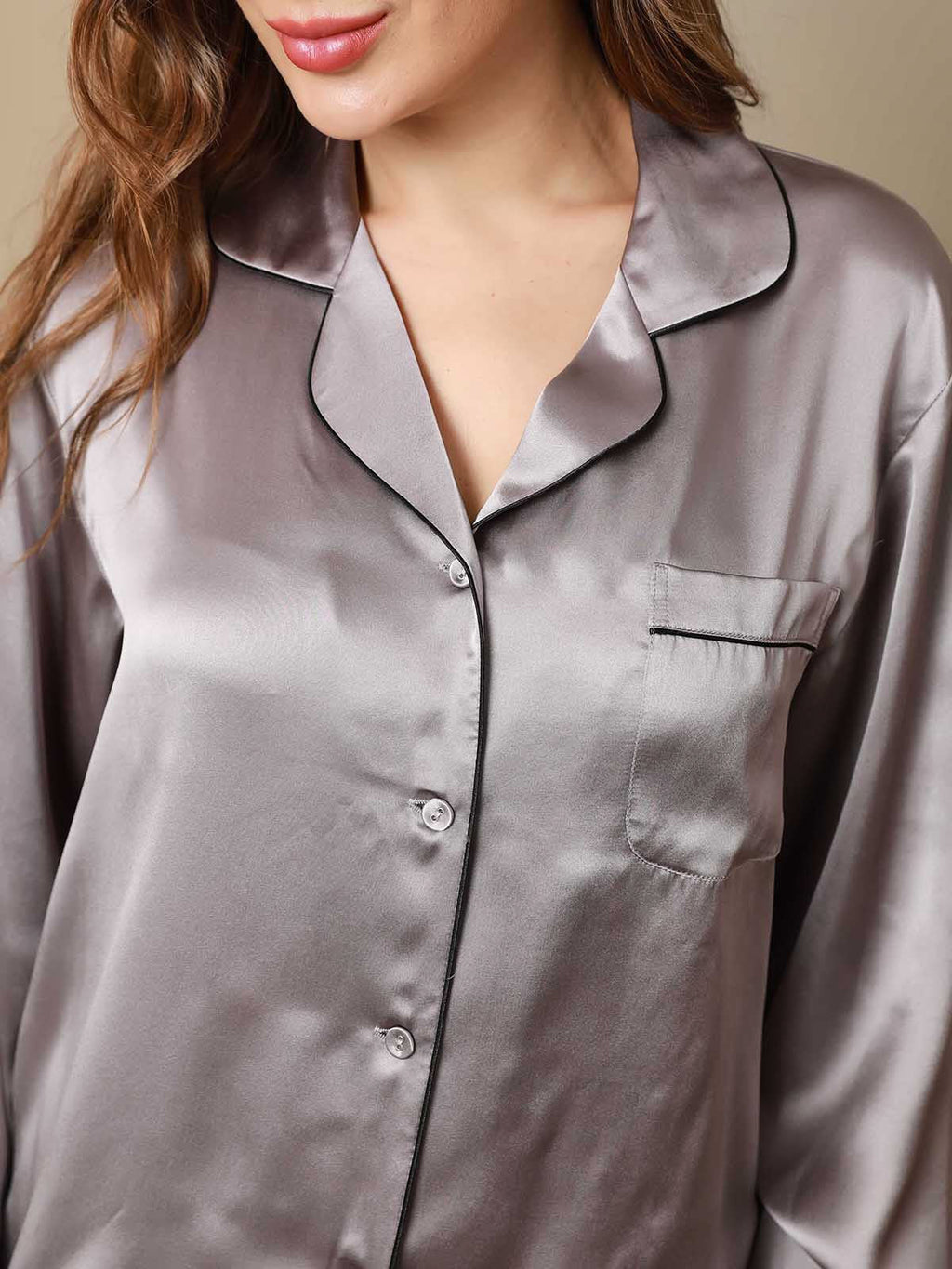 Women's Natural Silk Long Sleeve Pajama Set