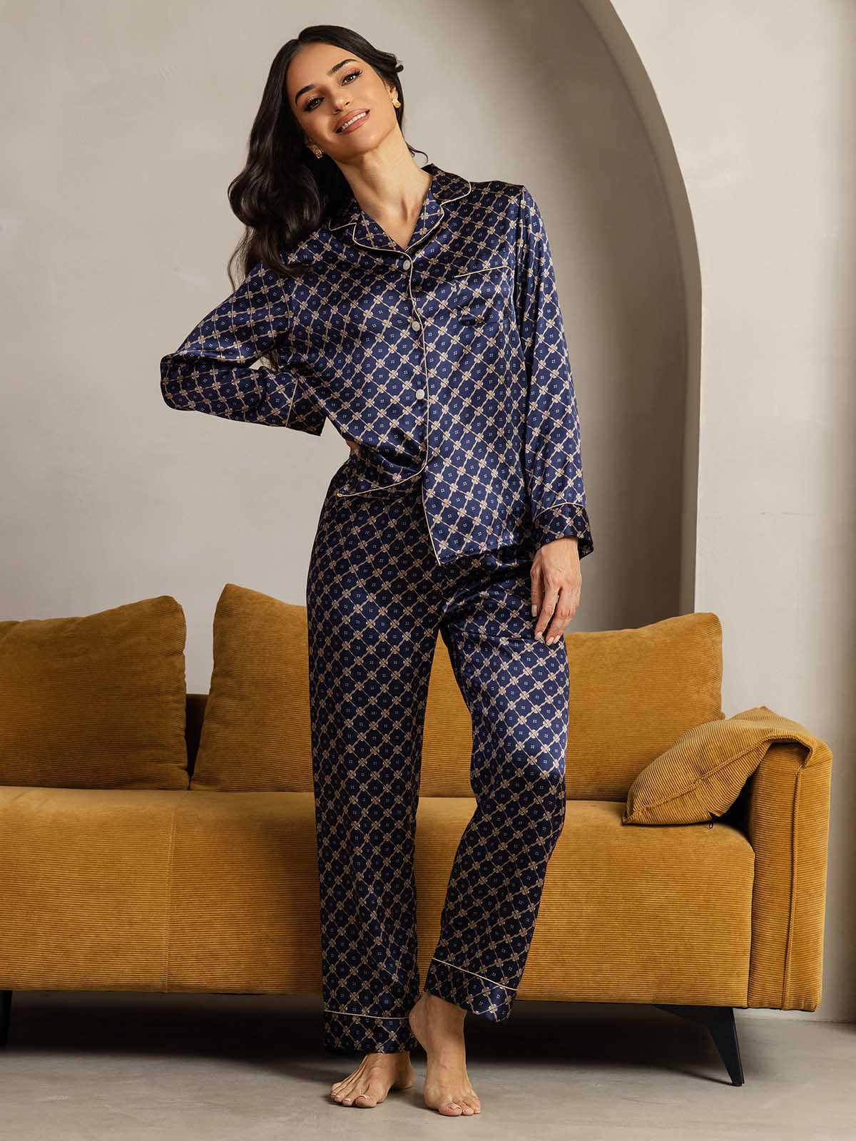 Women's Natural Silk Long Sleeve Pajama Set