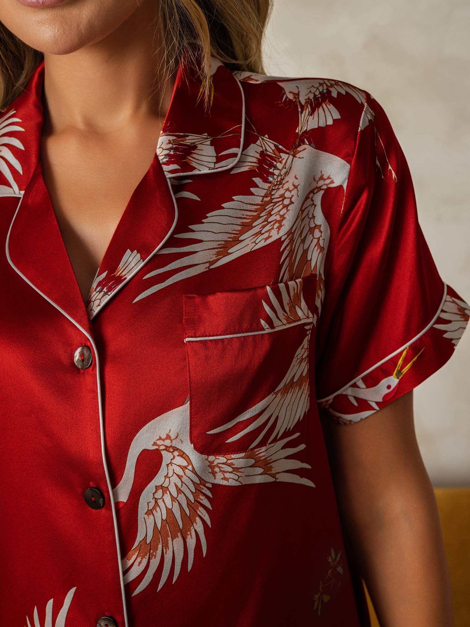 19Momme Pure Silk Animal Print Shorts Pajama Set