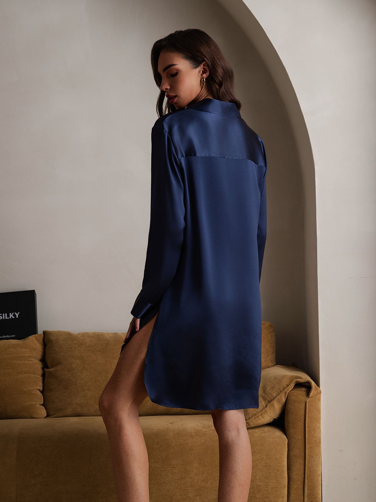 Pure Silk Nightshirt with High-Low Hem