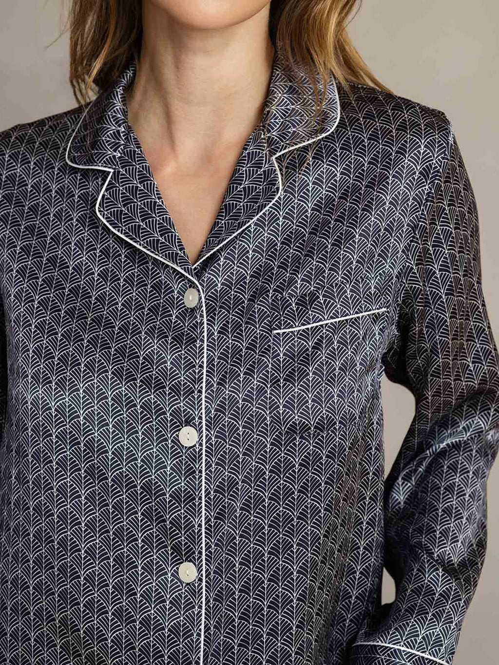 Women's Natural Silk Long Sleeve Pajama Set