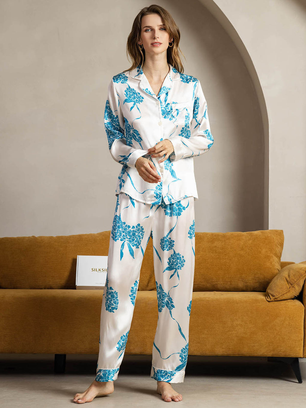 Women's Natural Silk Long Sleeve Pajama Set