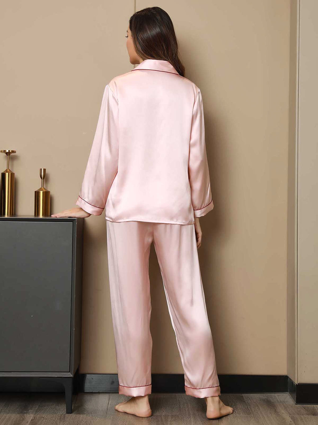 Women's Natural Silk Long Sleeve Pajama Set