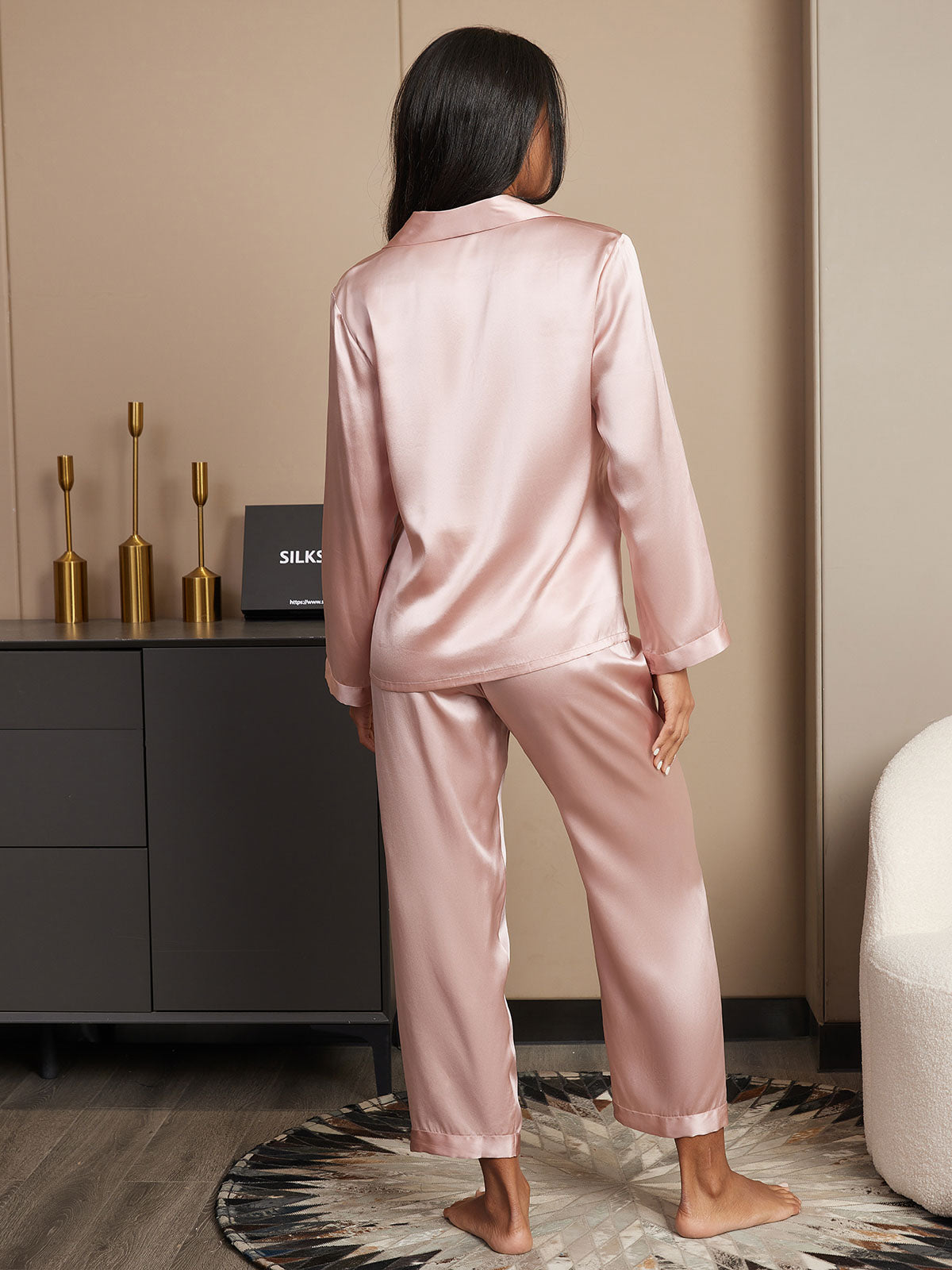 Women's 100% Mulberry Silk Long Sleeve Pajama Set