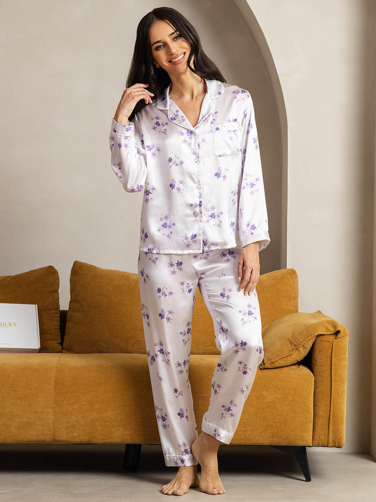 Women's Natural Silk Long Sleeve Pajama Set