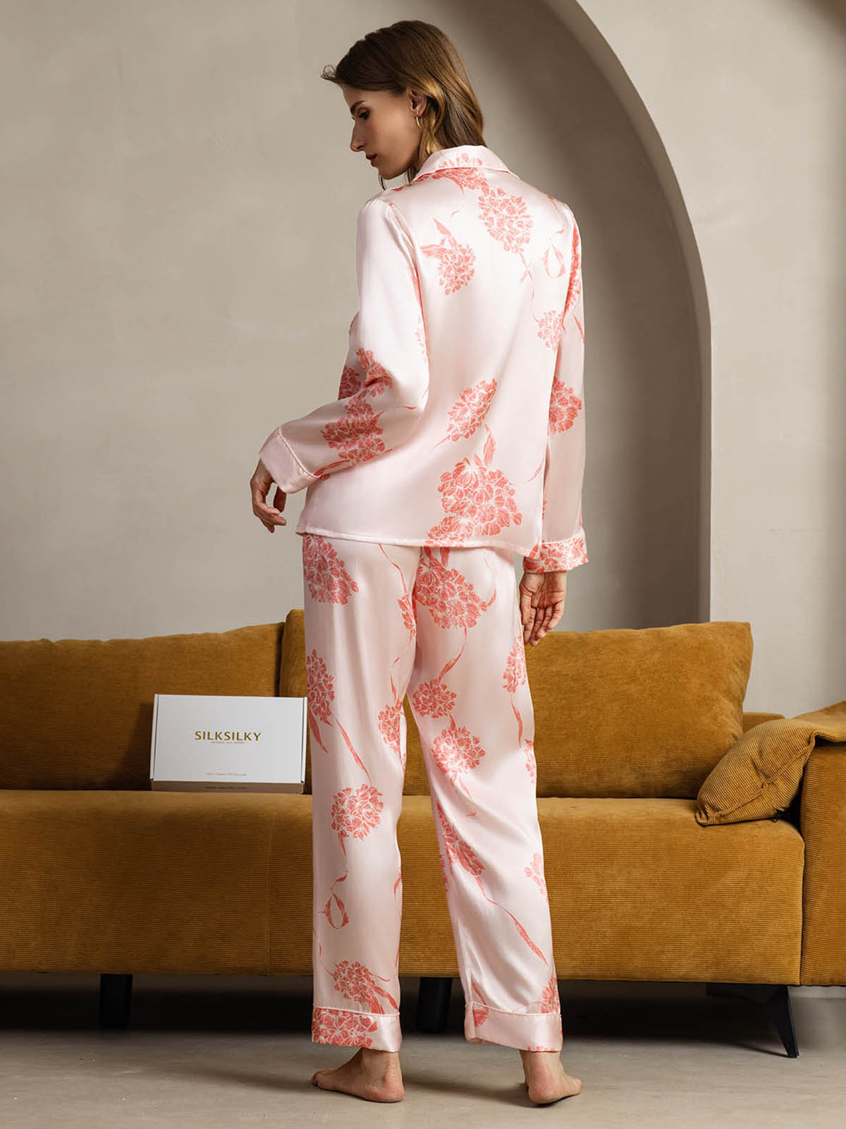 Women's Natural Silk Long Sleeve Pajama Set
