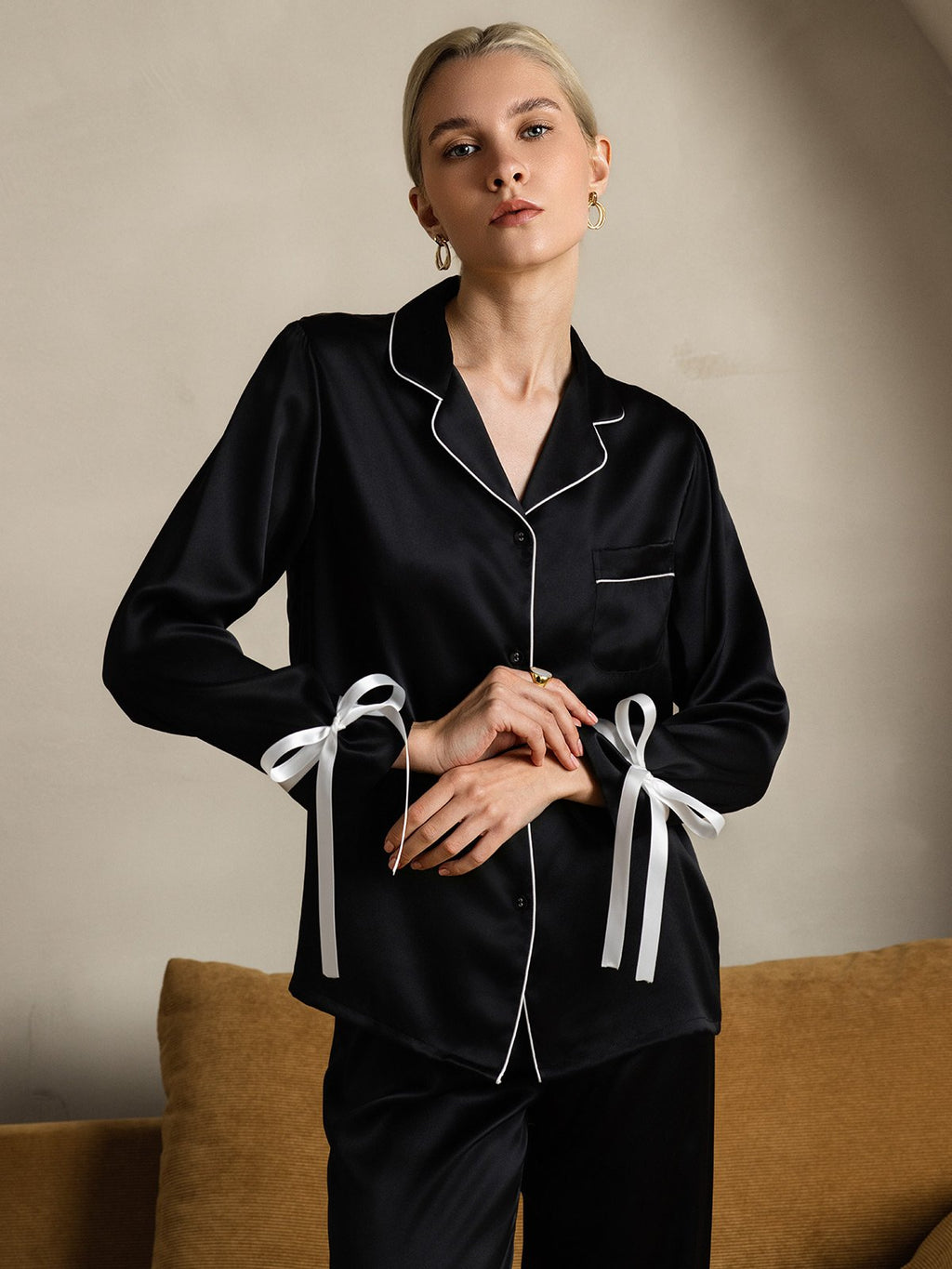 Pure Silk Long Sleeve Pants Pajama Set