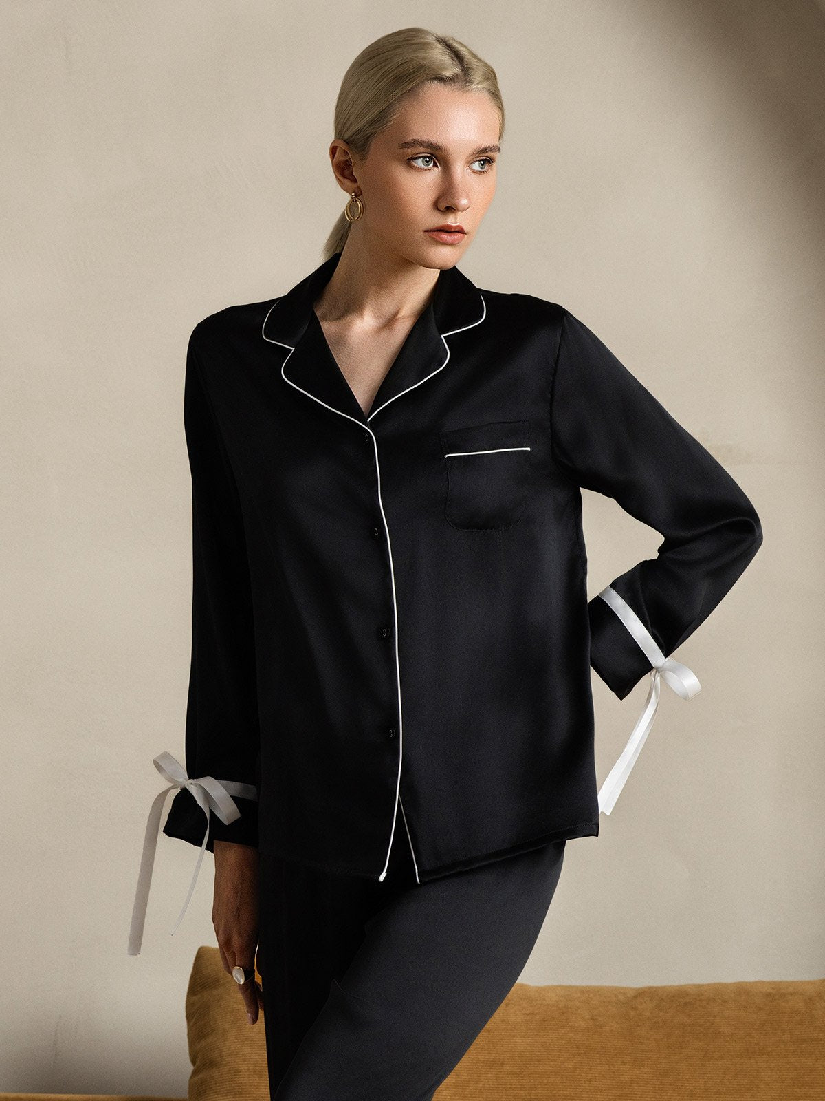 Pure Silk Long Sleeve Pants Pajama Set