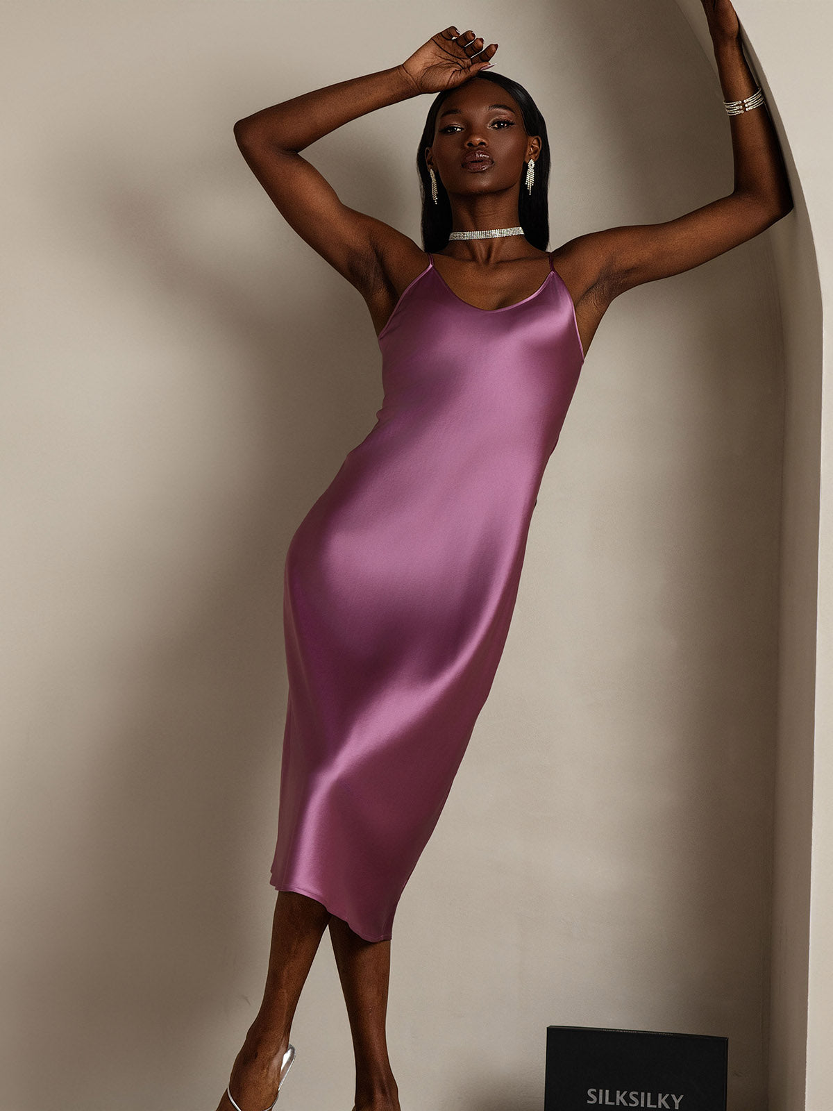 Pure Silk Spaghetti Strap Midi Nightgown