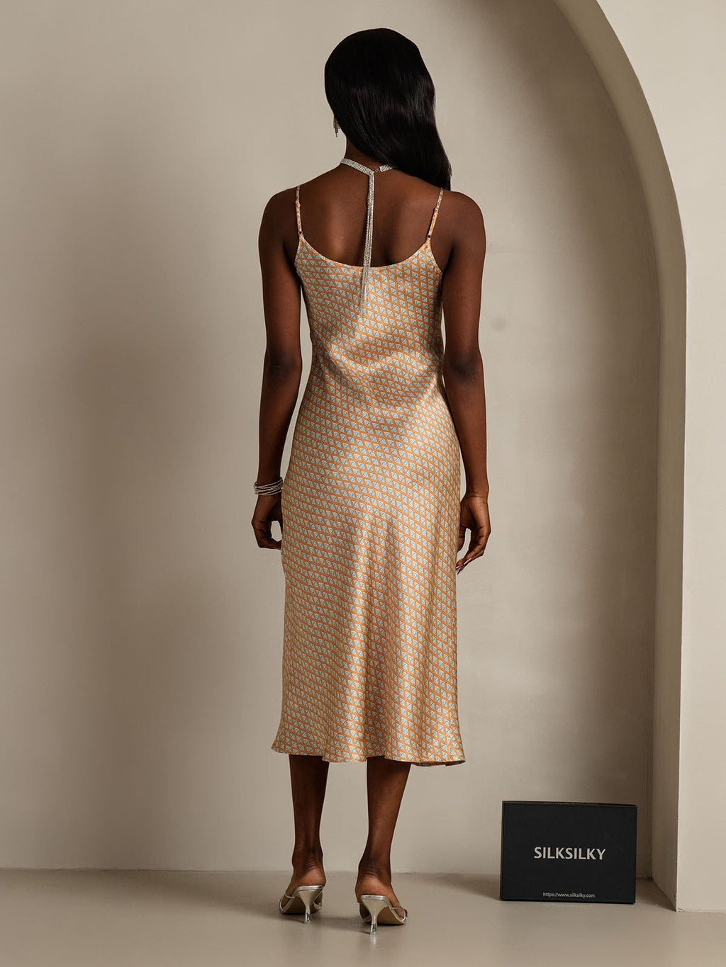 Pure Silk Spaghetti Strap V-neck Midi Nightgown