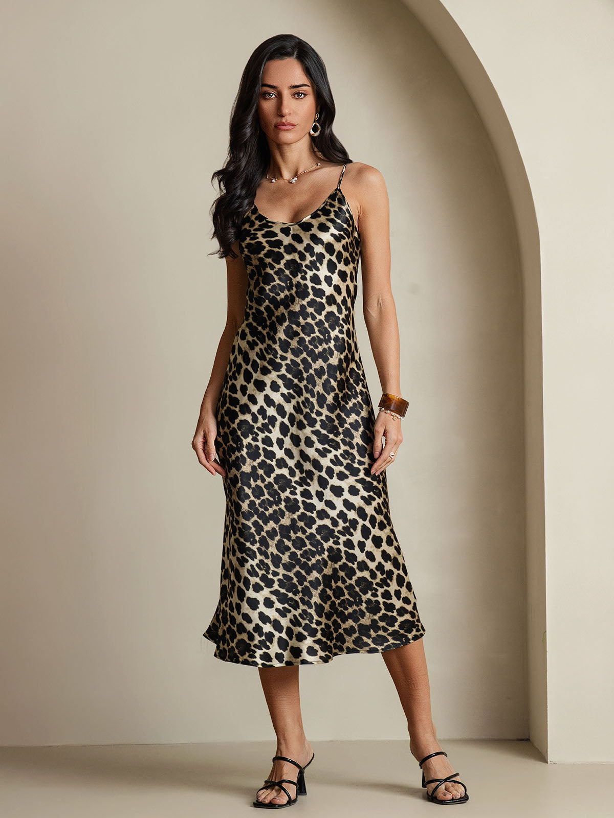 Pure Silk Spaghetti Strap Midi Nightgown