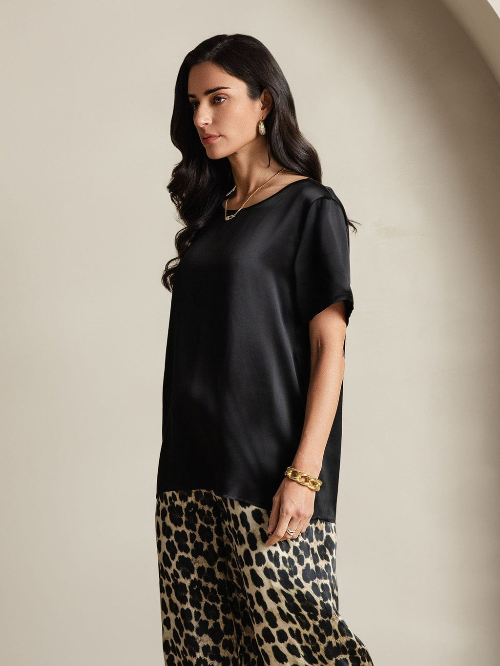 Pure Silk Casual Short-sleeved Pajama Set