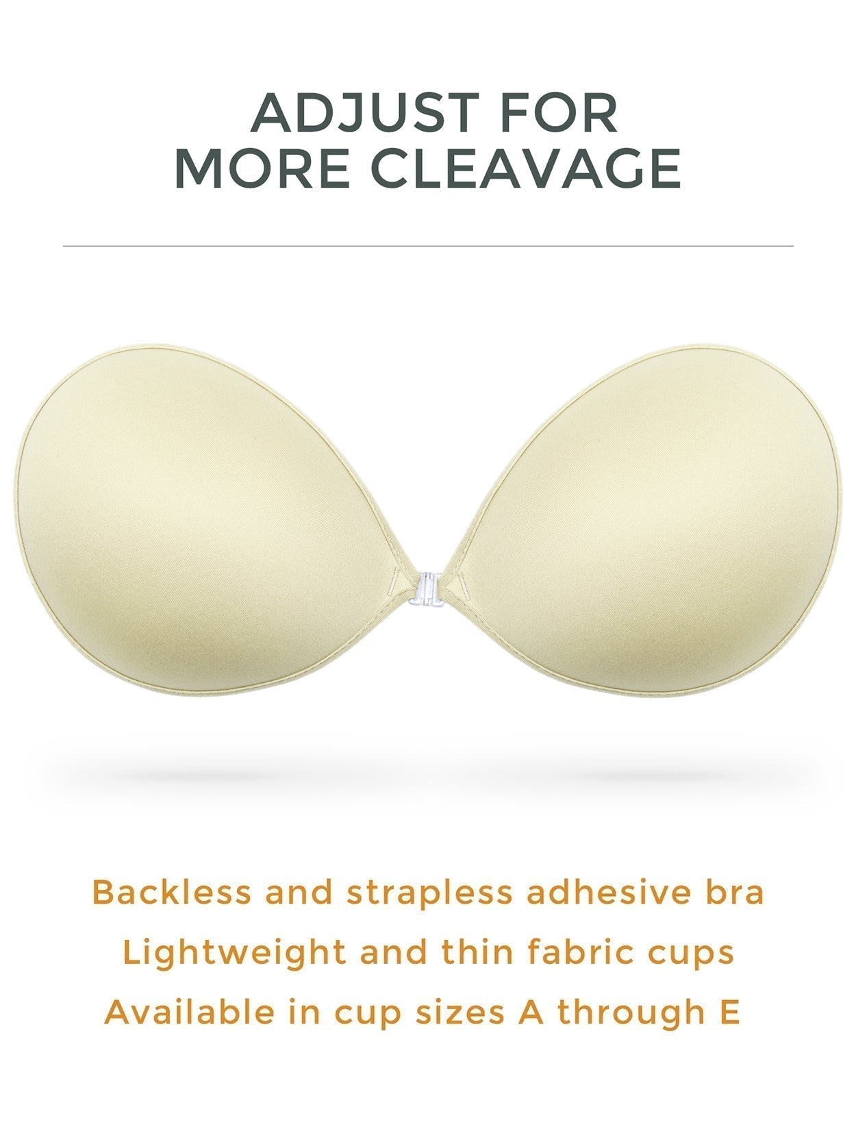 Adhesive Push-up Reusable Self Silicone Bra Beige