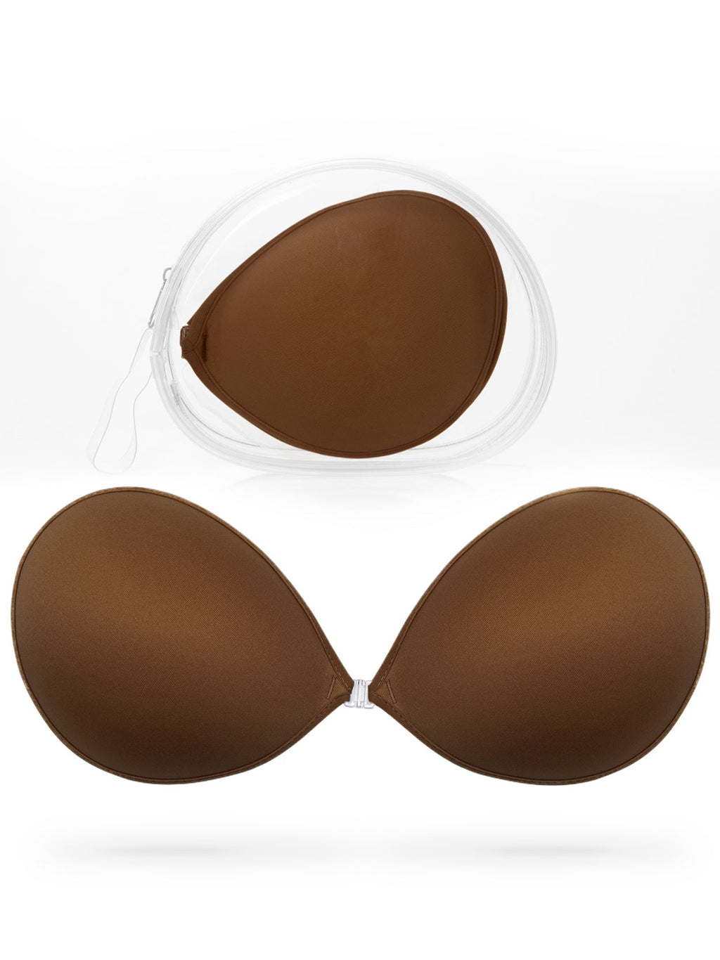 Adhesive Push-up Reusable Self Silicone Bra Coffee Brown