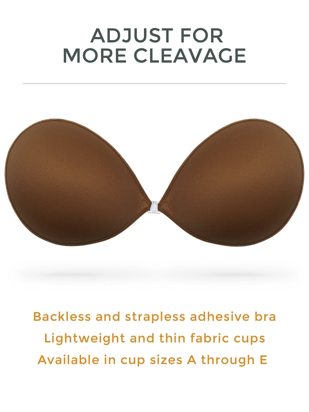 Adhesive Push-up Reusable Self Silicone Bra Coffee Brown