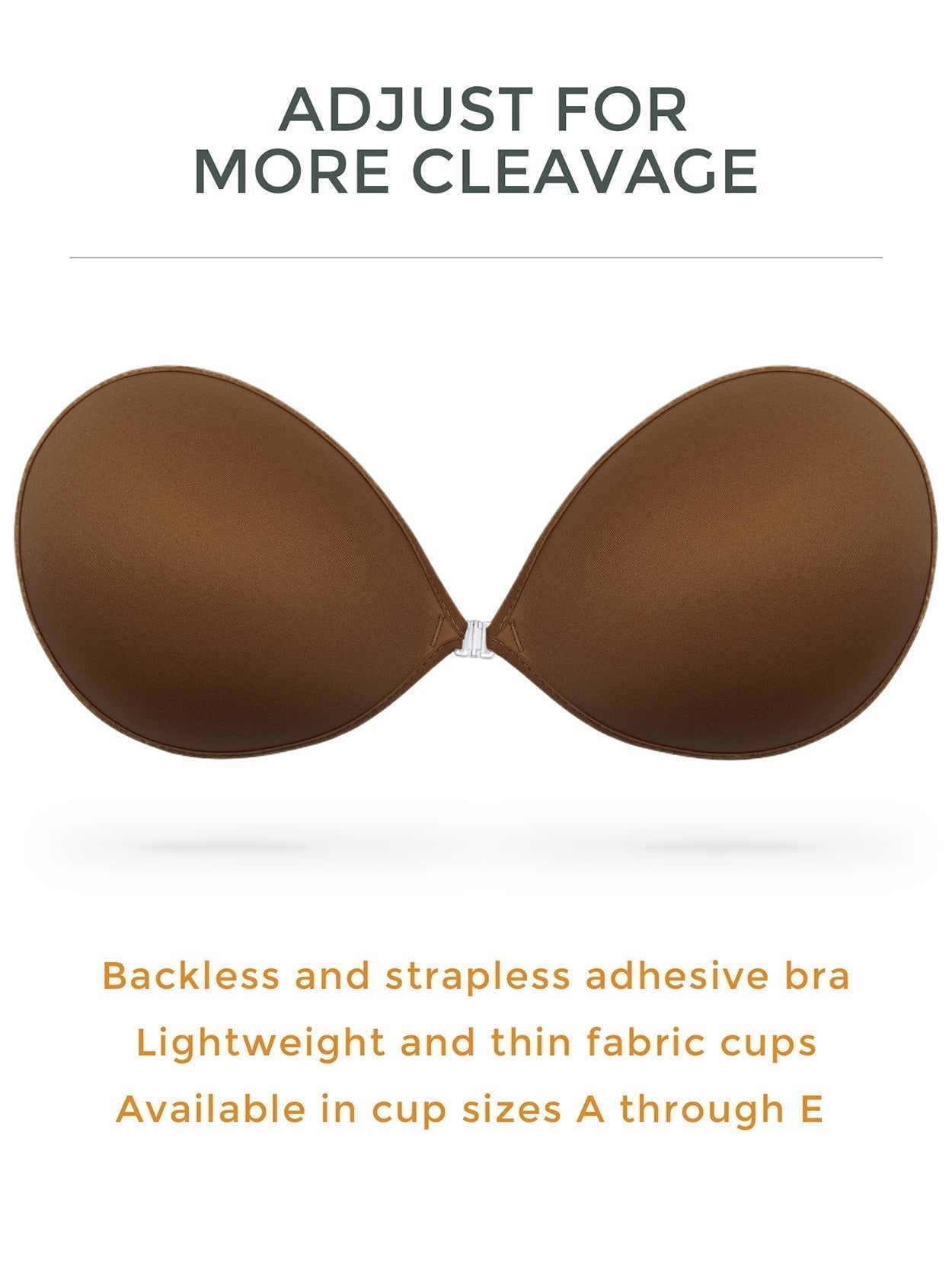 Adhesive Push-up Reusable Self Silicone Bra Coffee Brown