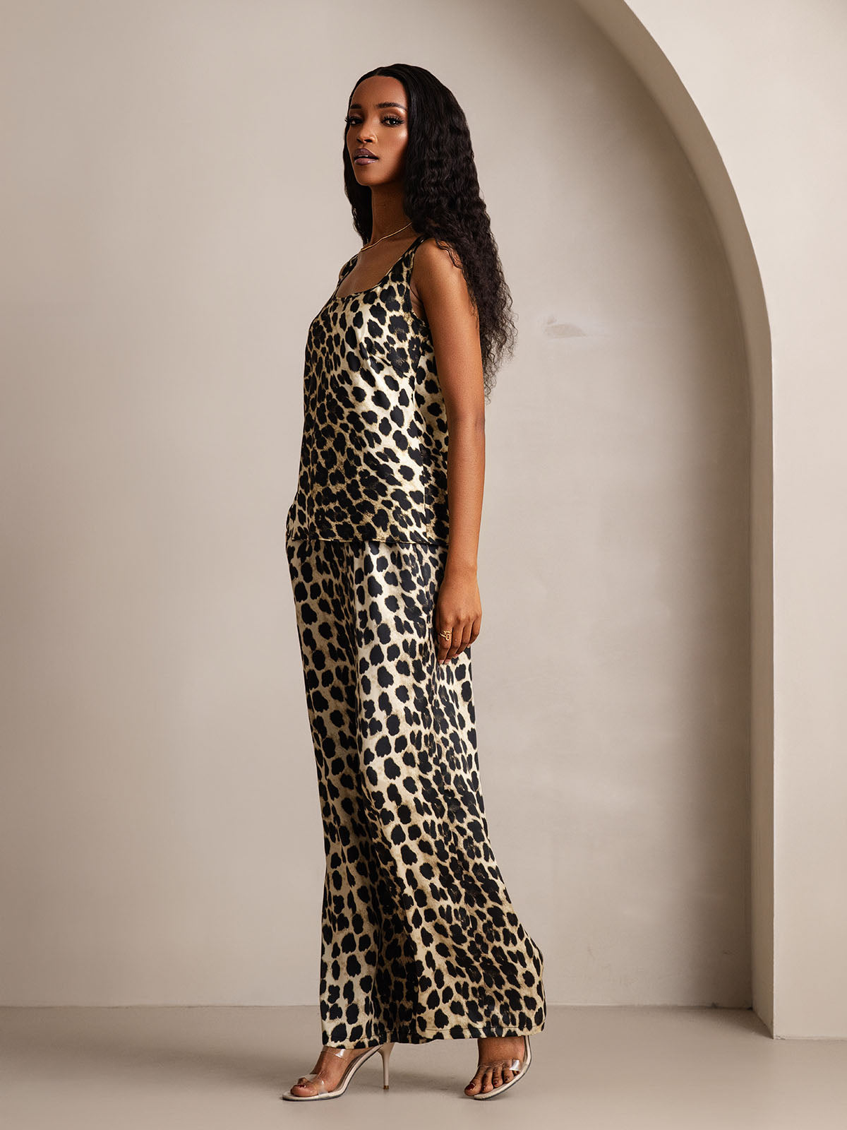 Pure Silk Tank Top & Wide Leg Pants Pajama Set