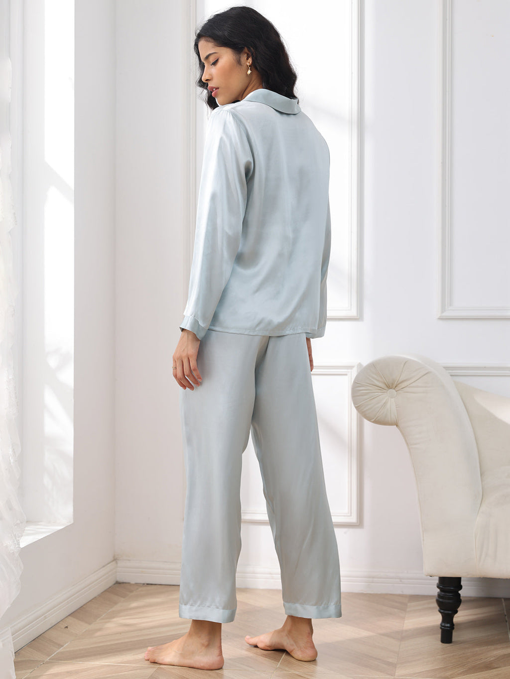 Women's 100% Mulberry Silk Long Sleeve Pajama Set