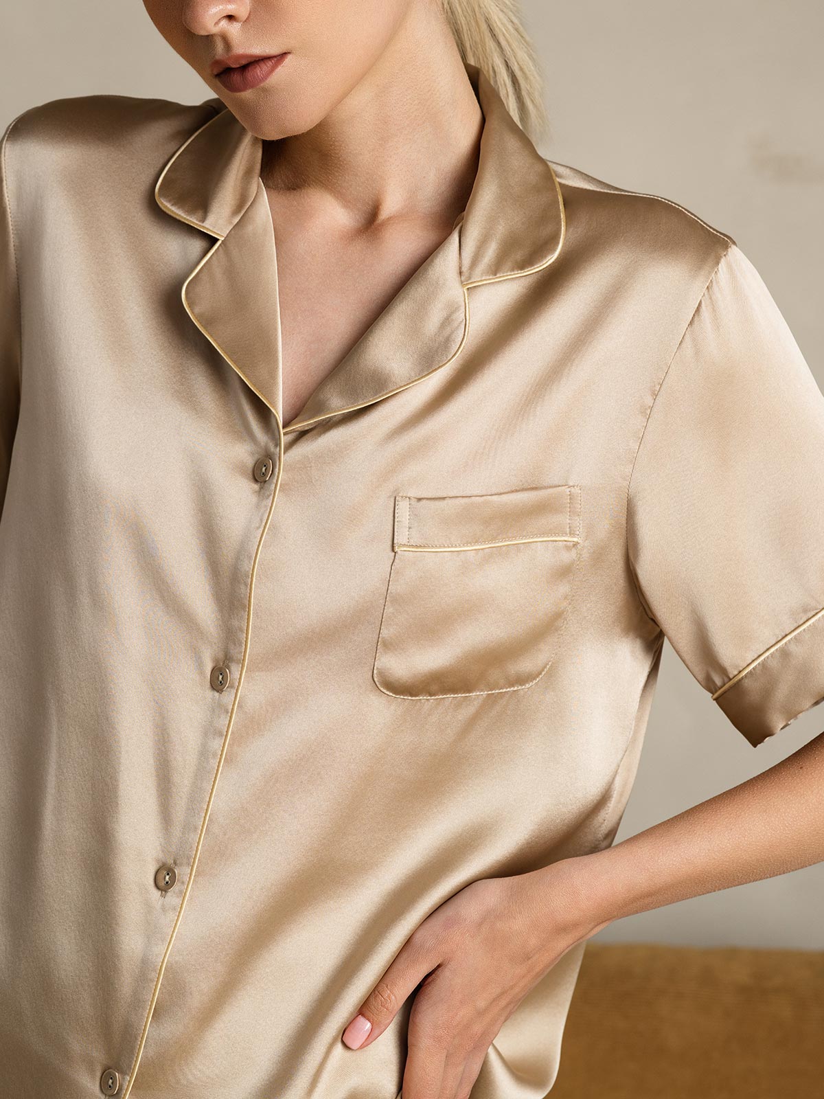 Women's 100% Mulberry Silk Short Sleeve Pajama Set