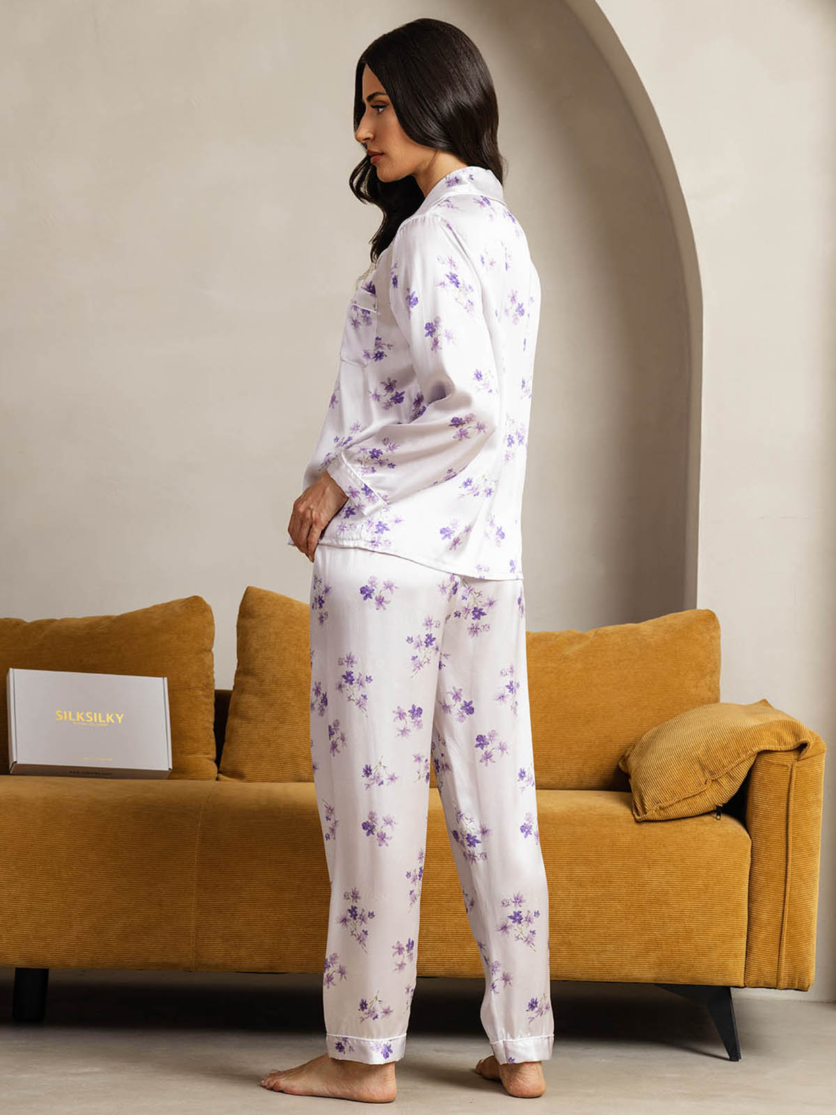 Women's Natural Silk Long Sleeve Pajama Set
