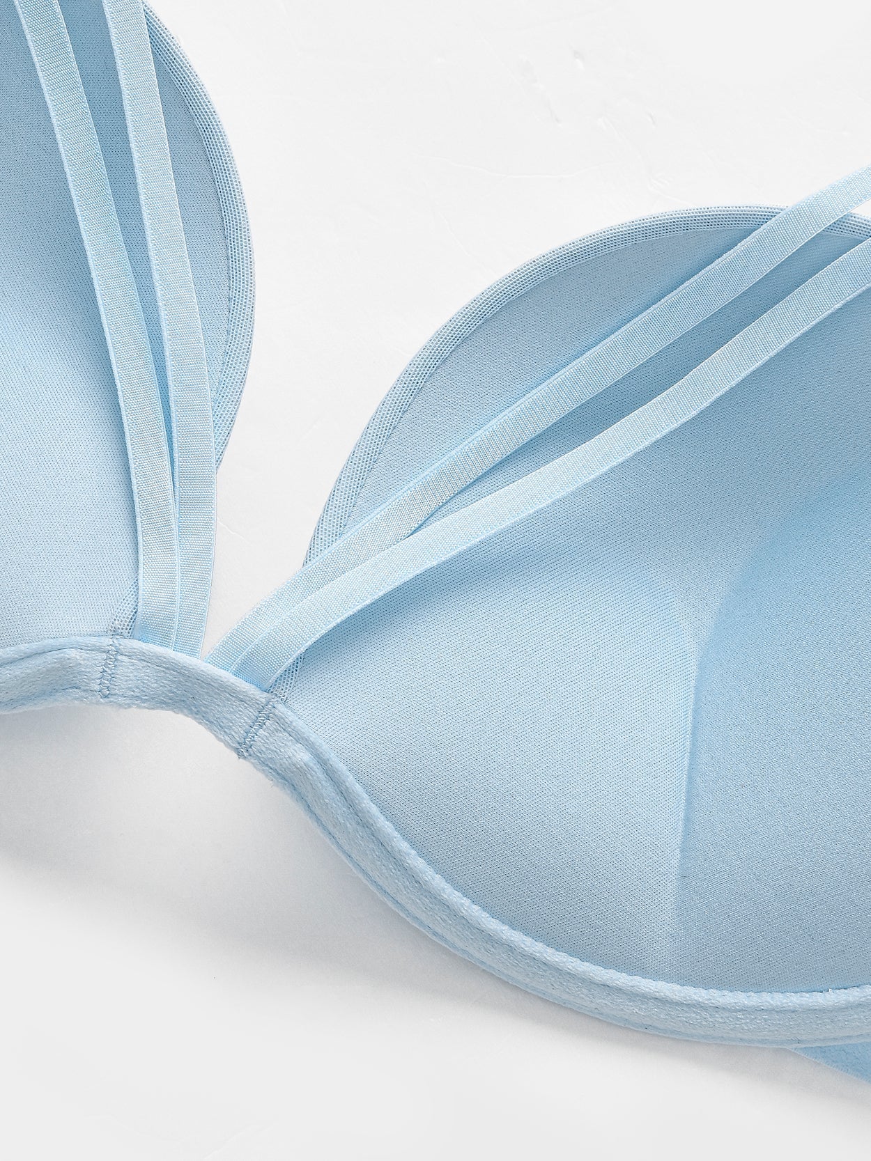 Floral Lace Embroidery Push Up Bra Blue