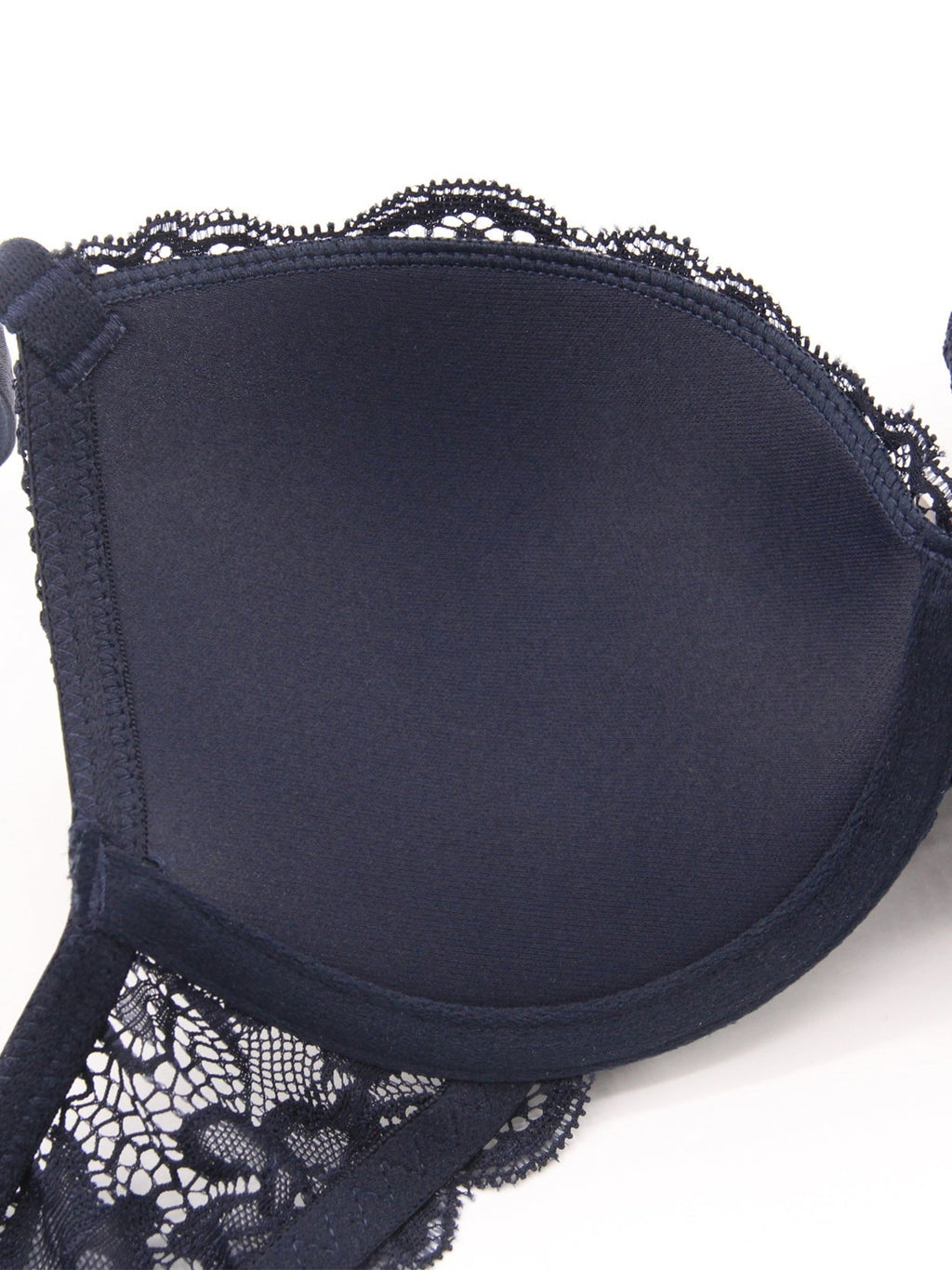 Floral Lace Push-Up Lightly Padded Demi Plunge Underwire Bra Dark Blue