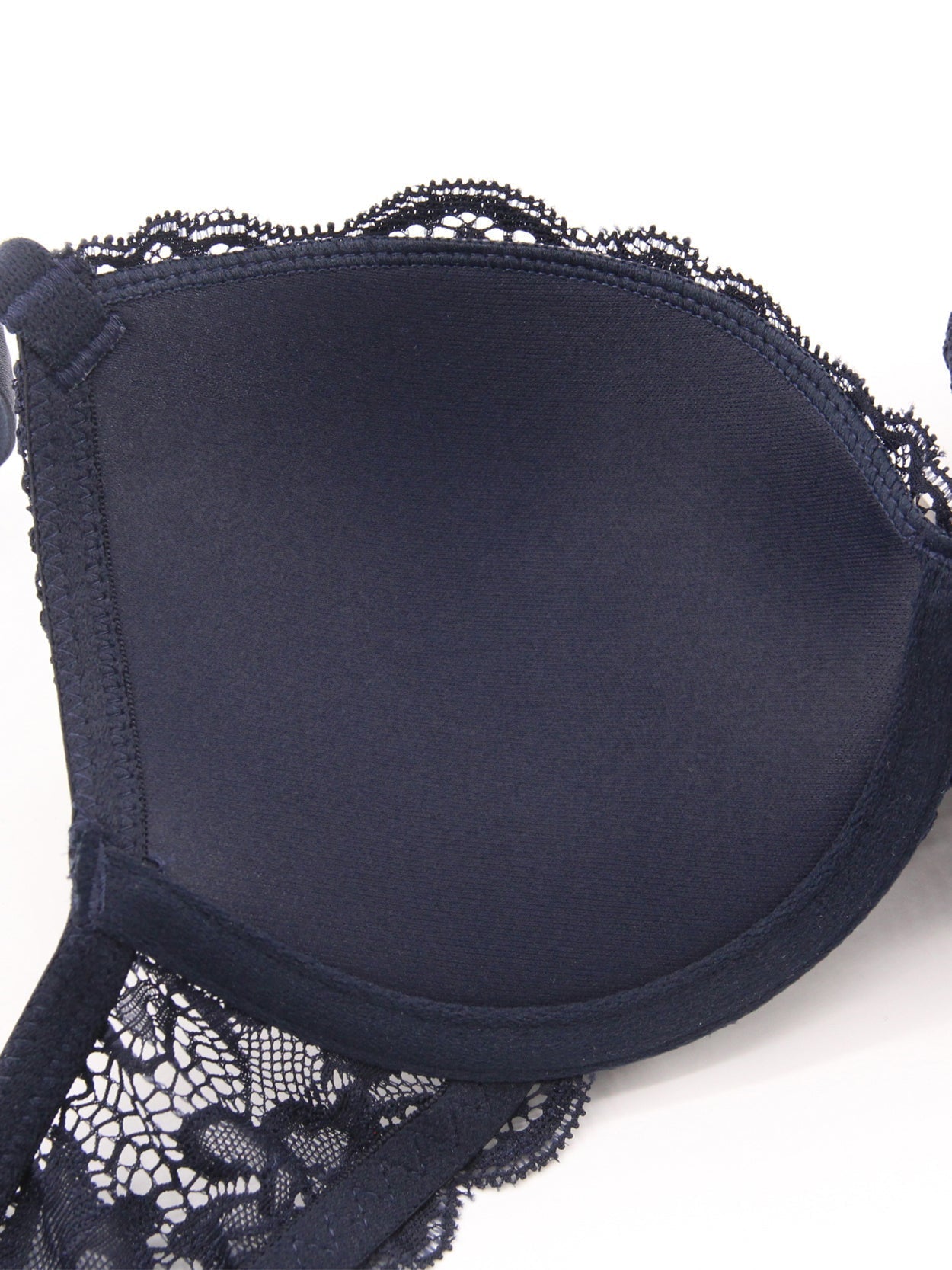 Floral Lace Push-Up Lightly Padded Demi Plunge Underwire Bra Dark Blue